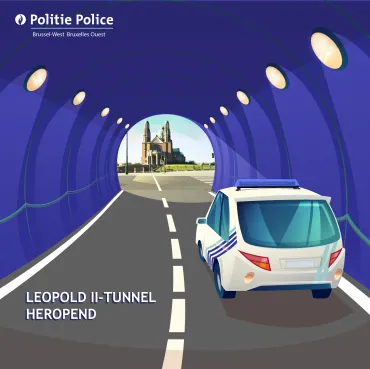 Illustratie politievoertuig in tunnel
